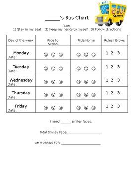 Bus Behavior Chart by Special Ed Squad | Teachers Pay Teachers