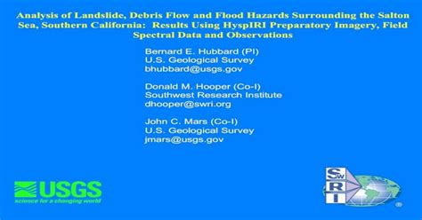 Analysis of Landslide, Debris Flow and Flood Hazards ... · surrounding alluvial fans (i.e. a ...