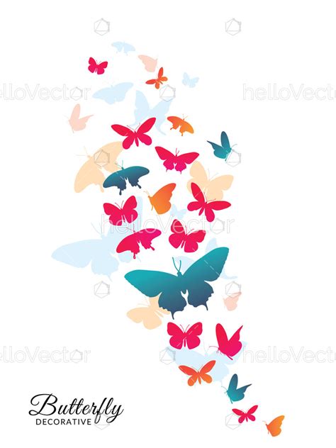 Flying flock of butterflies. Vector illustration - Download Graphics ...