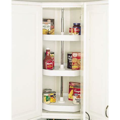 Rev-A-Shelf 38 in. H x 20 in. W x 20 in. D White Polymer 3-Shelf D-Shape Lazy Susan Set-6273-20 ...