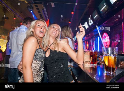 Beautiful young women having fun at nightclub in Riga, Latvia Stock ...