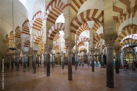 Interior of Mezquita - Cathedral of Cordoba. The building formerly was the mosque and is UNESCO ...