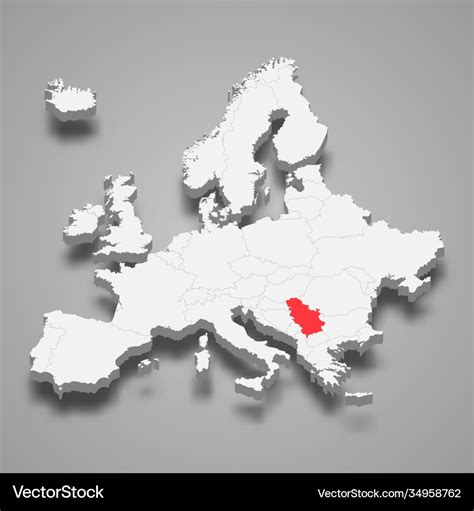 Serbia country location within europe 3d map Vector Image