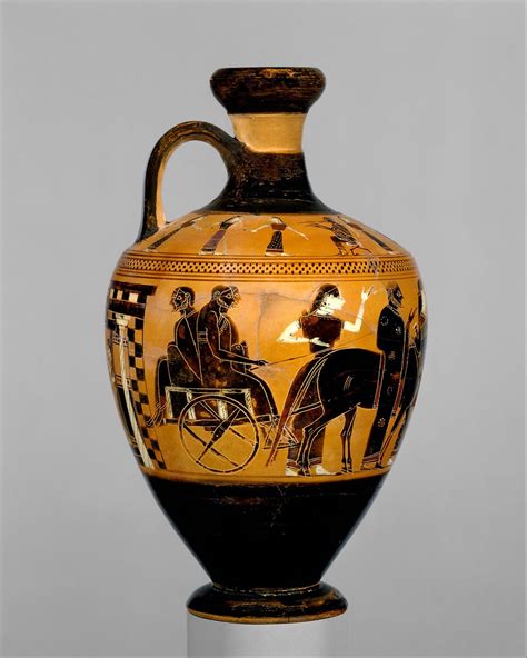 Attributed to the Amasis Painter | Terracotta lekythos (oil flask) | Greek, Attic | Archaic ...