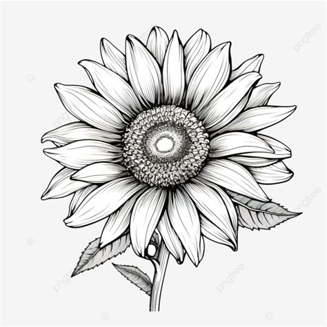 Sunflower Line Art Illustration, Sunflower, Bloom, Hand PNG Transparent Image and Clipart for ...