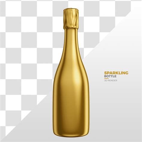 Premium PSD | Sparkling bottle in golden isolated on transparent background