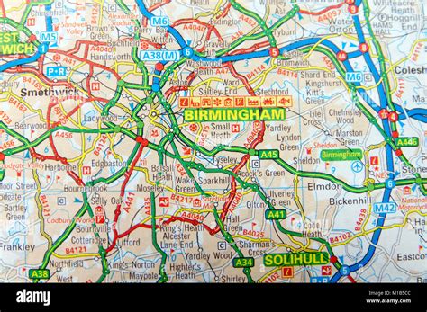 Road Map of Birmingham, England Stock Photo - Alamy