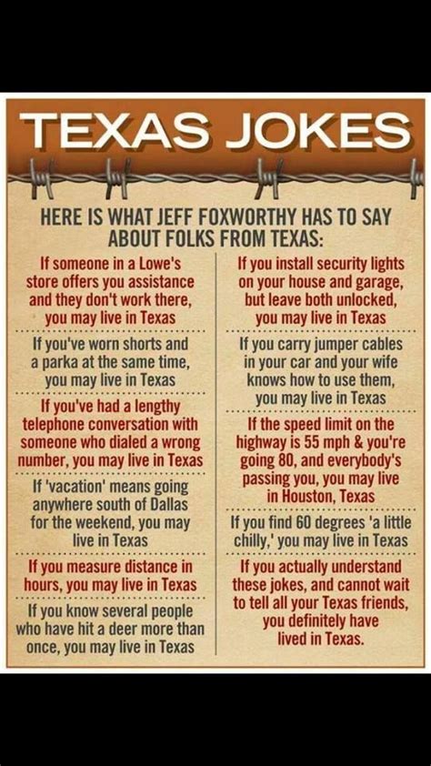 Texas Jokes | Texas humor, Jeff foxworthy, Texas