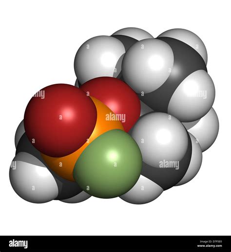 Soman nerve agent, molecular model. Soman is a chemical weapon ...