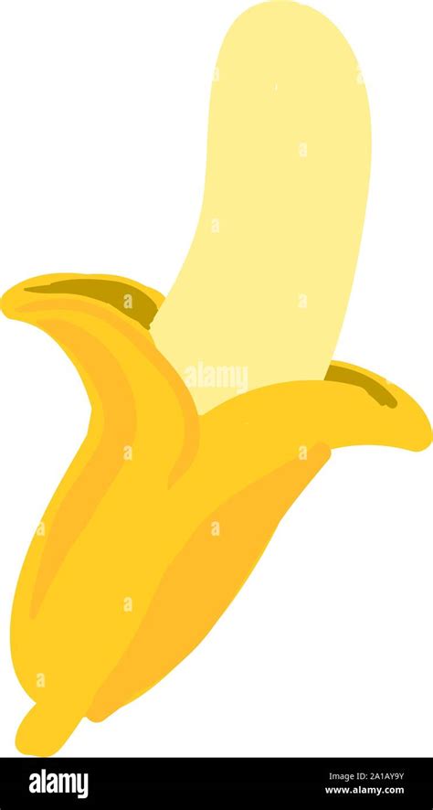 Peeled banana, illustration, vector on white background Stock Vector ...