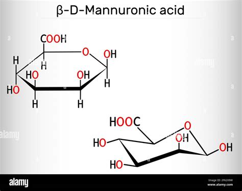 Mannuronic acid molecule. Alginate is composed of mannuronic acid and ...