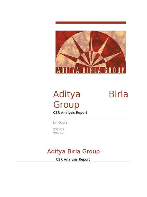 CSR-Aditya Birla Group | PDF | Corporate Social Responsibility | Business