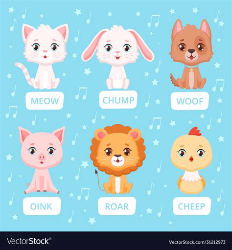 Animals sounds zoo characters communication Vector Image