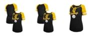 New Era Women's Black, Gold Pittsburgh Steelers Logo Lace-Up Raglan T-shirt - Macy's