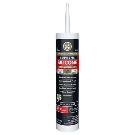 GE Supreme Silicone Caulk 10.1 oz Kitchen and Bath Sealant White 2821640 - The Home Depot