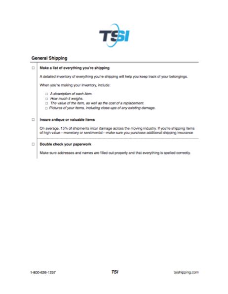 Shipping Checklist: Free Downloadable PDF | TSI Shipping