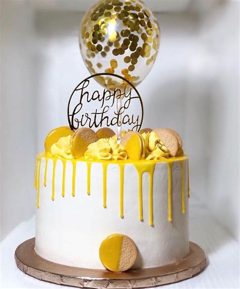 Yellow Lemon Drip Cake for 14th Birthday Celebration