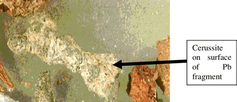 Optical microscope photograph depicting cerussite formation on the... | Download Scientific Diagram