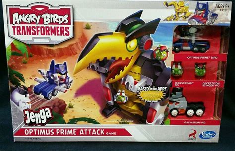 Angry Birds Transformers Jenga Optimus Prime Bird Attack Game Playset New Htf | #1843978988