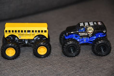 A Closer Look at the Monster Jam Higher Education vs. Bounty Hunter Die-Cast Monster Trucks ...