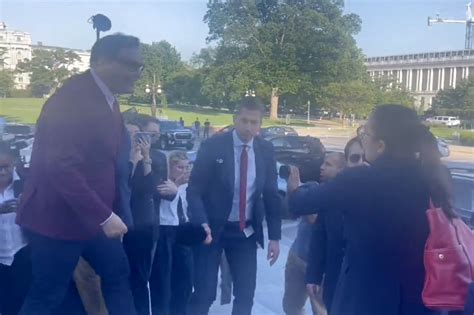 AOC and Jamaal Bowman heckle George Santos outside Capitol