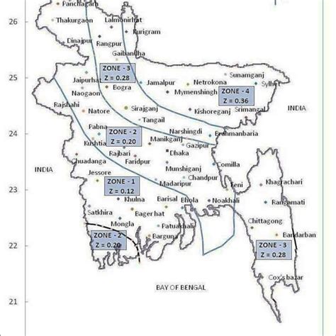 Revised Seismic Zones Map of Bangladesh. | Download Scientific Diagram