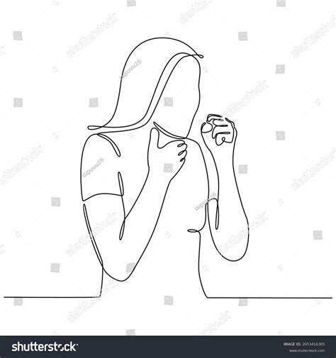 Continuous Line Drawing Young Woman Coughing Stock Vector (Royalty Free ...