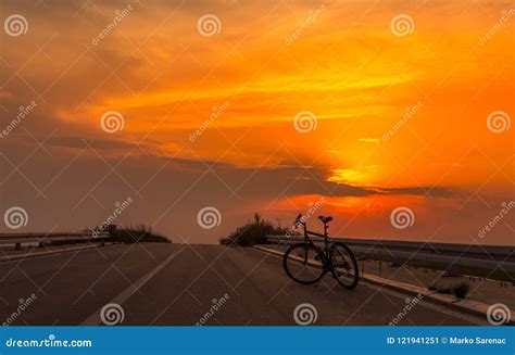 Silhouette Bike at Sunset 1 Stock Image - Image of nature, evening: 121941251