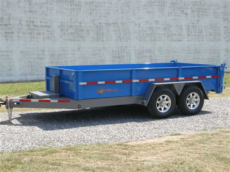 BWise DLP14-15 Dump Trailer in blue and gray with aluminum wheels | Utility trailer, Dump ...