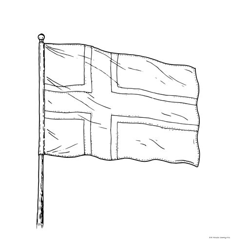 Drawing of Norway Flag – Line art illustrations