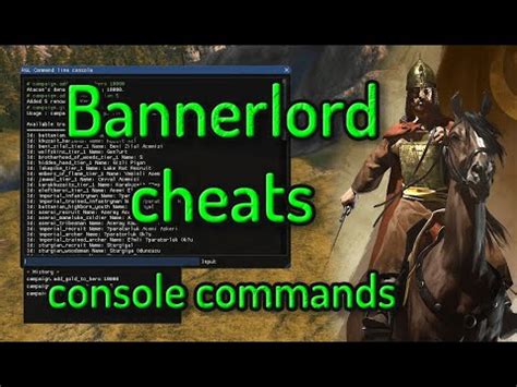 Bannerlord cheats - console commands - YouTube