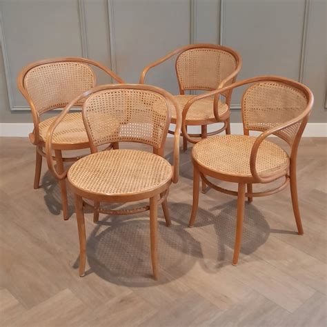 Set of 4 No. 210 Bentwood & Rattan Dining Chairs, Ligna 1960s/1970s ...