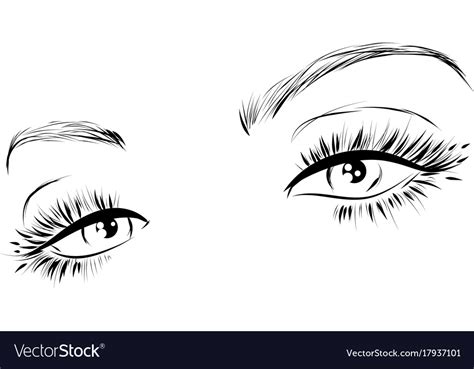 Female eyes drawing long eyelashes Royalty Free Vector Image