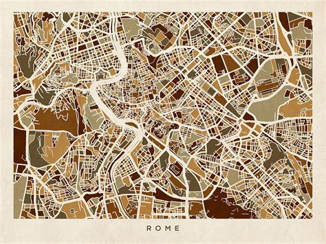 Rome Italy Street Map Digital Art by Michael Tompsett - Pixels