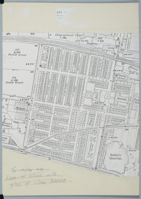 Map of model village: Saltaire, built by Sir Titus Salt between 1854 and 1872. Image used for ...