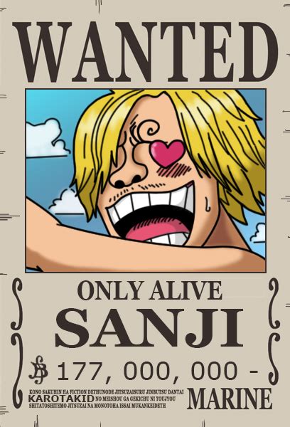 Sanji Dressrosa Wanted Poster / 177.000.000 Berry by KarotaKid One ...