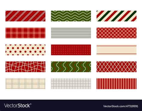 Washi tape sticky pattern ribbon festive flat set Vector Image