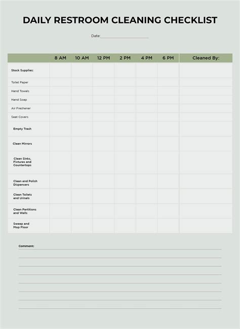 Bathroom Cleaning Checklist Printable