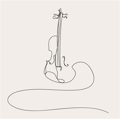 minimalista violín línea arte, música contorno dibujo, de cuerda ...