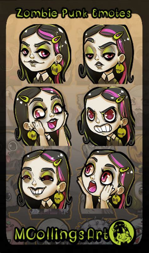 Zombie Punk Emote Set Set of 6 Twitch Emotes / Discord Emotes Smirk ...