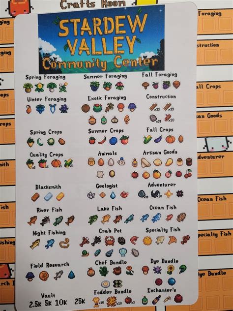 Stardew Valley Community Center Bundles Sticker Checklist - Etsy