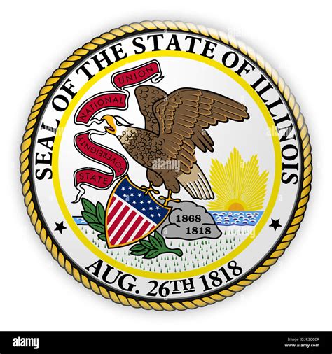 Badge US State Seal Illinois, 3d illustration Stock Photo - Alamy