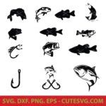 Fish SVG Bundle, DXF, PNG, EPS - Bass Fish SVG - Fishing SVG