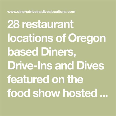 28 restaurant locations of Oregon based Diners, Drive-Ins and Dives ...