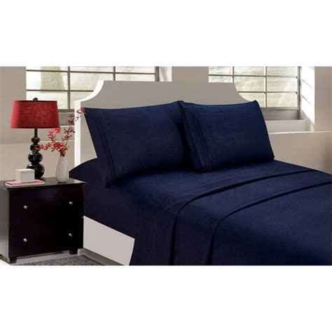 Bed Sheet Set for King Size Bed, Royal Blue Luxury 4-Piece Bed Set + Flat Sheet + Pillowcase ...