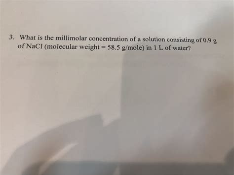 Solved 3. What is the millimolar concentration ofa solution | Chegg.com