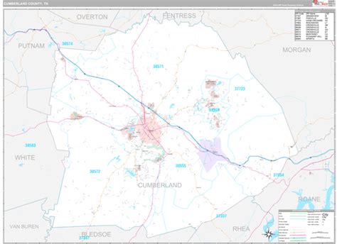 Cumberland County, TN Wall Map Premium Style by MarketMAPS - MapSales