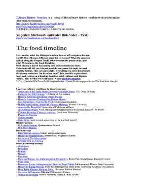 Fillable Online Culinary History Timeline is a listing of the culinary history timeline with ...