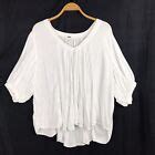 FREE PEOPLE Boho White Top Catch Me If You Can Lightweight V Neck Flowy ...