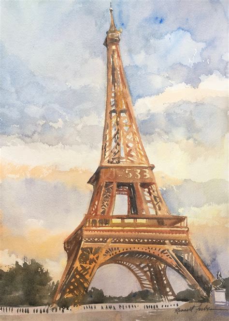 Paris Eiffel Tower, Loose Watercolor, Watercolor Paintings, Art Painting, Landscape Sketch ...